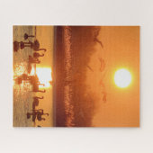 Zwemmen in het meer bij Sunset Legpuzzel (Horizontaal)