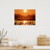 Zwemmen in het meer bij Sunset Poster (Keuken)