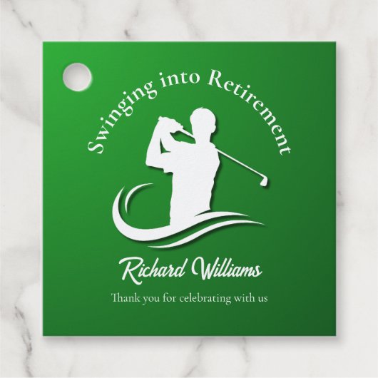 Zwemmen in het pensioen Modern Golf Player Party Bedankjes Labels (Voorkant)