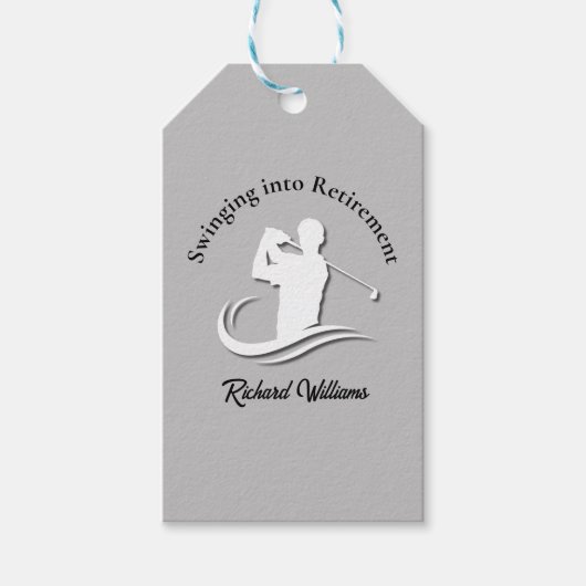 Zwemmen in het pensioen Modern Golf Player Party Cadeaulabel (Voorkant)