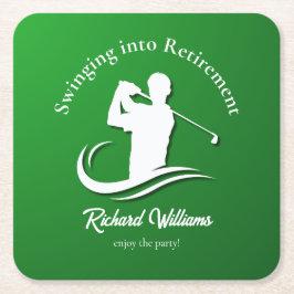 Zwemmen in het pensioen Modern Golf Player Party Kartonnen Onderzetters