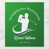 Zwemmen in het pensioen Modern Golf Player Party Wijn Etiket (Enkel label)