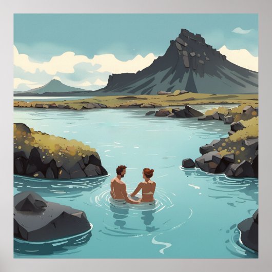 Zwemmen in IJsland Blue Lagoon Print (Voorkant)