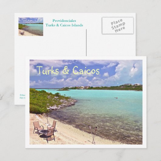 ZWEMMEN IN TURKS & CAICOS BRIEFKAART (Voorkant / Achterkant)