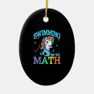 Zwemmen in Wiskunde eenhoorn zeemeermin T-shirt Keramisch Ornament