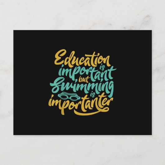 Zwemmen is belangrijk, grappige zwemmers met een o aankondigingskaart (Voorkant)