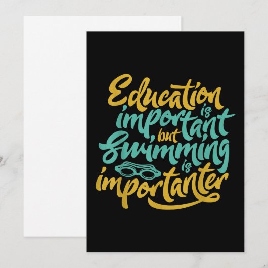 Zwemmen is belangrijk, grappige zwemmers met een o feestdagenkaart (Voorkant / Achterkant)