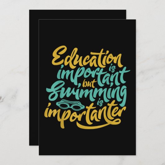 Zwemmen is belangrijk, grappige zwemmers met een o kaart (Voorkant / Achterkant)