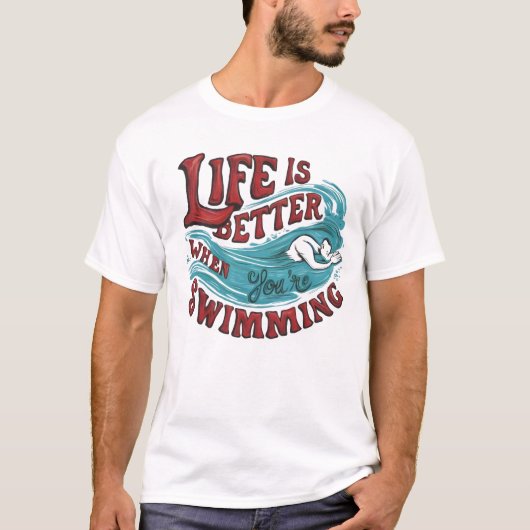 Zwemmen is beter als je zwemt t-shirt (Voorkant)