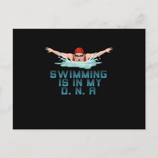 Zwemmen is mijn DNA-zwemmer Aankondigingskaart (Voorkant)