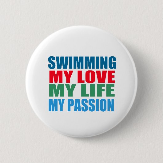 Zwemmen is mijn passie ronde button 5,7 cm (Voorkant)