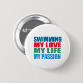 Zwemmen is mijn passie ronde button 5,7 cm (Voorkant /achterkant)
