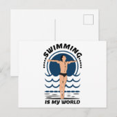 Zwemmen is Mijn wereld - zwemmen in Speedo Briefkaart (Voorkant / Achterkant)