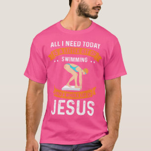 Zwemmen Jezus Christelijke God Love Sport Swimmer T-shirt