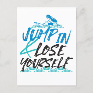 Zwemmen Jumping en Fun Quotes Design Briefkaart