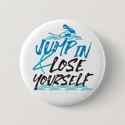 Zwemmen Jumping en Fun Quotes Design Ronde Button 5,7 Cm (Voorkant)