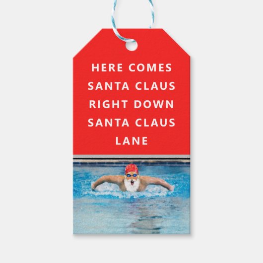 Zwemmen Kerst Geschenklabels Cadeaulabel (Voorkant)
