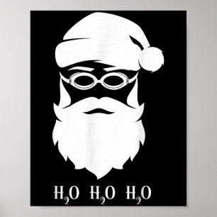 Zwemmen Kerstman H20 Zwemmer Xmas Poster