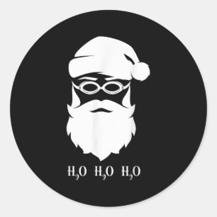 Zwemmen Kerstman H20 Zwemmer Xmas Ronde Sticker