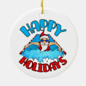 Zwemmen Kerstman Kerstvakantie zwemmer Keramisch Ornament (Achterkant)