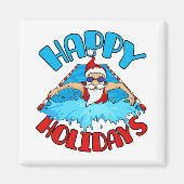 Zwemmen Kerstman Kerstvakantie zwemmer Magneet (Voorkant)