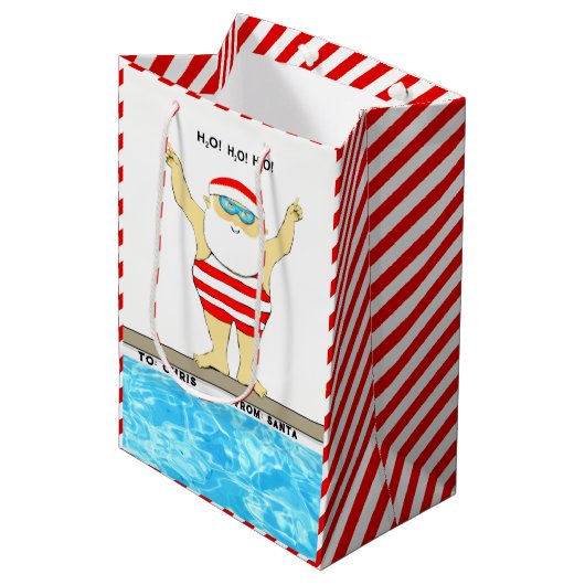 Zwemmen Kerstmis Medium Gift Bag Cadeauzakje (Voorkant Gekanteld)
