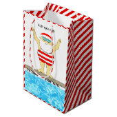 Zwemmen Kerstmis Medium Gift Bag Cadeauzakje (Achterkant Gekanteld)