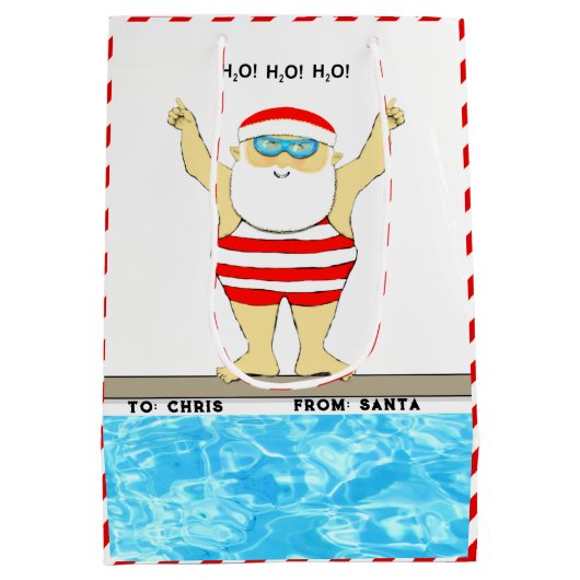 Zwemmen Kerstmis Medium Gift Bag Medium Cadeauzakje (Achterkant)