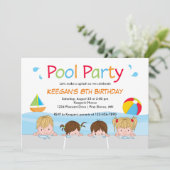 Zwemmen Kinder zwembad verjaardagsuitnodigingen │  Kaart (Staand voorkant)