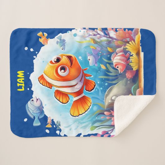 ZWEMMEN KLEURRIJKE VISSEN VOOR KINDEREN SHERPA DEKEN (Voorkant (horizontaal))