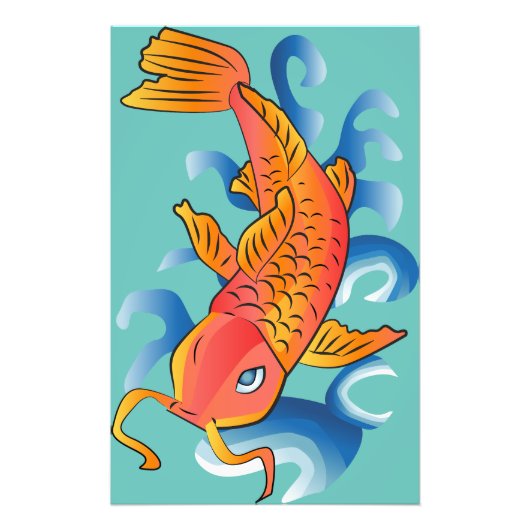 Zwemmen Koi Fish Illustratie Foto Afdruk (Voorkant)