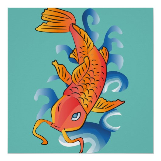 Zwemmen Koi Fish Illustratie Perfect Poster (Voorkant)