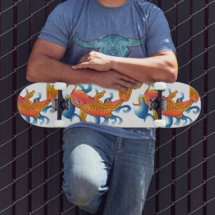 Zwemmen Koi Fish Illustratie Persoonlijk Skateboard