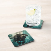 Zwemmen Labrador Puppy Onderwater Ontwerp Bier Onderzetter (Rechterzijde)