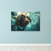 Zwemmen Labrador Puppy Onderwater Ontwerp Canvas Afdruk (Insitu (Houten vloer))