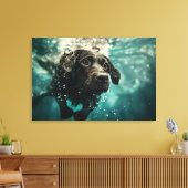 Zwemmen Labrador Puppy Onderwater Ontwerp Canvas Afdruk (Insitu (Woonkamer))