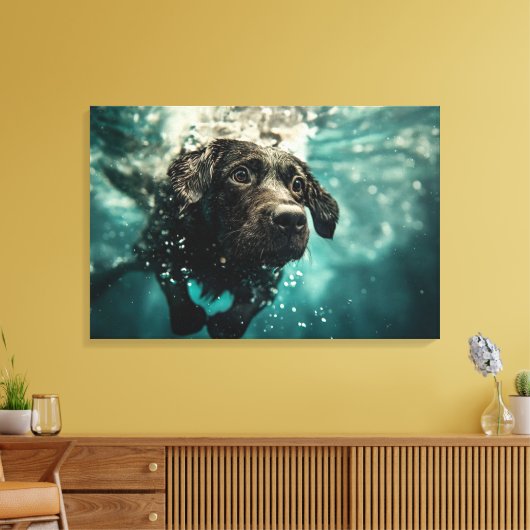 Zwemmen Labrador Puppy Onderwater Ontwerp Canvas Afdruk (Insitu (Woonkamer))