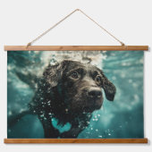 Zwemmen Labrador Puppy Onderwater Ontwerp Hangend Wandkleed (Voorkant)