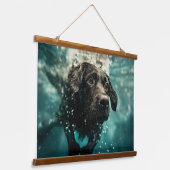 Zwemmen Labrador Puppy Onderwater Ontwerp Hangend Wandkleed (Gebogen)