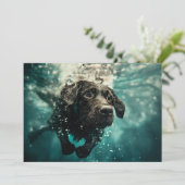 Zwemmen Labrador Puppy Onderwater Ontwerp Kaart (Staand voorkant)