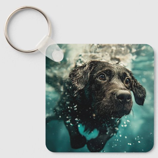 Zwemmen Labrador Puppy Onderwater Ontwerp Sleutelhanger (Voorkant)