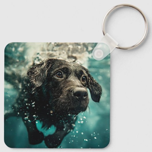Zwemmen Labrador Puppy Onderwater Ontwerp Sleutelhanger (Achterkant)