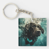 Zwemmen Labrador Puppy Onderwater Ontwerp Sleutelhanger (Voorkant)