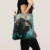 Zwemmen Labrador Puppy Onderwater Ontwerp Tote Bag (Dichtbij)