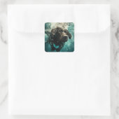 Zwemmen Labrador Puppy Onderwater Ontwerp Vierkante Sticker (Tas)