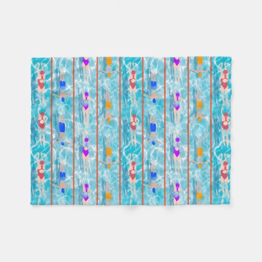 Zwemmen Laps Water Swim Team Patroon Fleece Deken (Voorkant (Horizontaal))