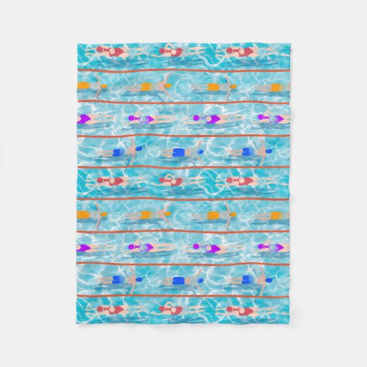 Zwemmen Laps Water Swim Team Patroon Fleece Deken (Voorkant)