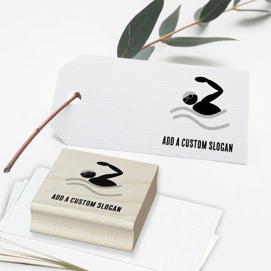 Zwemmen Logo - Aangepaste tekst voor watersport & Rubberstempel
