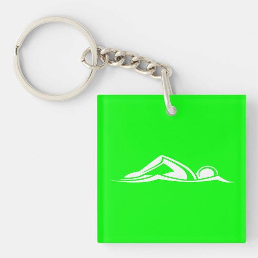 Zwemmen Logo Acryl Sleutelhanger Groen (Voorkant)