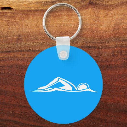 Zwemmen Logo Sleutelhanger blauw (Voorkant)